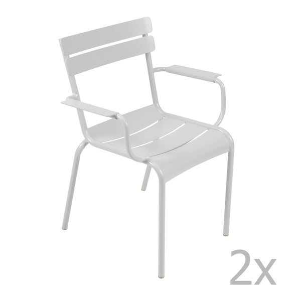Sada 2 světle šedých židlí s područkami Fermob Luxembourg