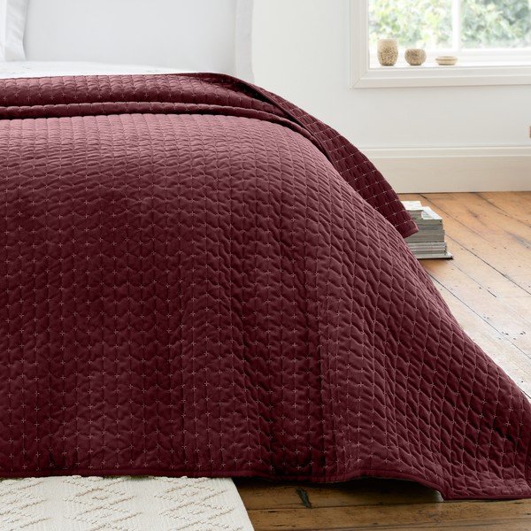 Burgundiapunane sametist tepitud voodikate 240x260 cm Attica Velvet - Bianca-image-1