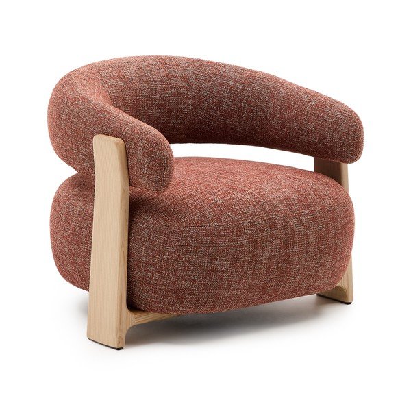 Terrakottapunane šenillist tugitool Granite - Kave Home