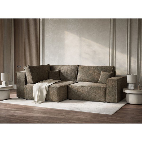 Pruun šenilldiivanvoodi/panipaigaga nurgadiivan (vasak nurk/L-kujuline) Tonga - Maison de Rêve-image-4