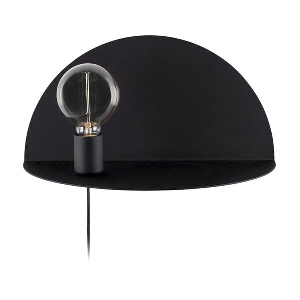 Černá nástěnná lampa s poličkou Shelfie, výška 20 cm