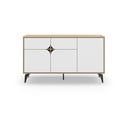 Madal kummut tammedekooriga valge-puiduvärvi 140x79 cm Nola - Marckeric