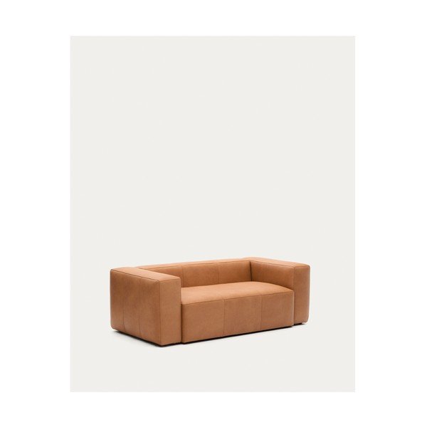 Pruun nahkdiivan 210 cm Blok - Kave Home-image-2