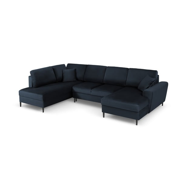 Tumesinine sametist panipaigaga nurgadiivanvoodi (vasak nurk/"U"-kujuline) Kyoto - Cosmopolitan Design-image-1