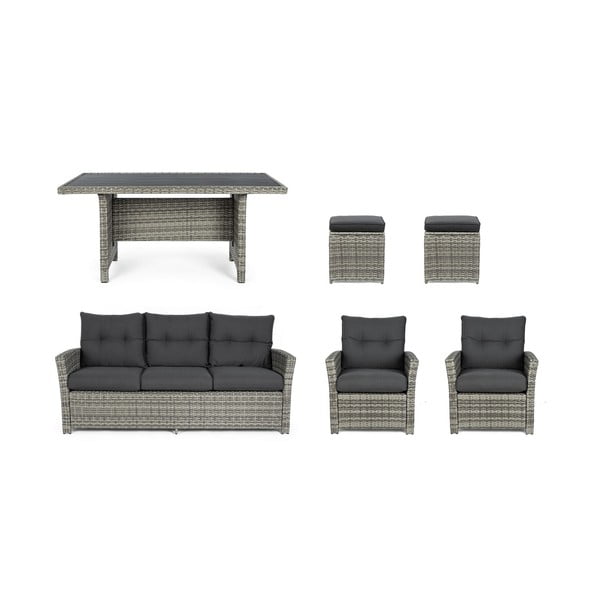 Hall kunstlikust rotangist aiamööbli komplekt 6-le Ariel - Bizzotto-image-3