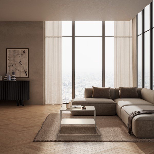 Kreemikas metallist kohvilaud 70x73 cm Beatrix - MOME-image-1