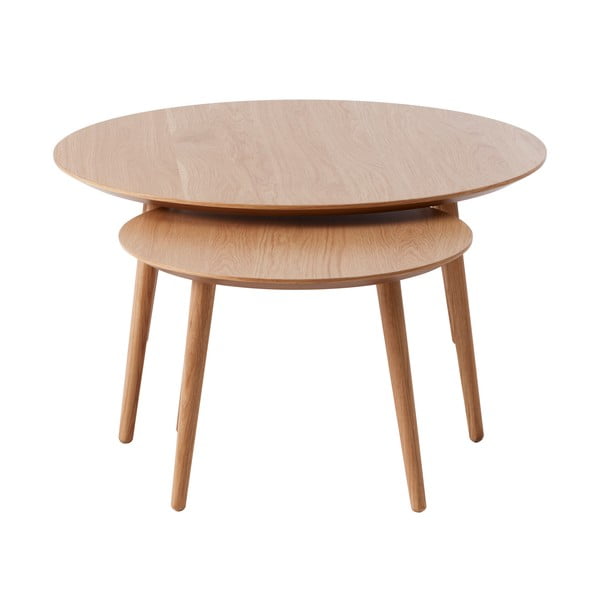 Ümmargused tammepuidust diivanilauad 2 tk ø 88 cm komplektis Adda - Unique Furniture