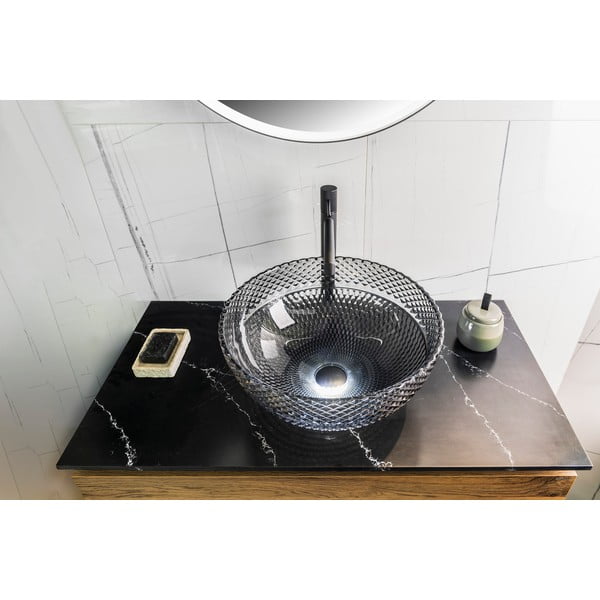 Must klaasist ümmargune valamu ø 39,5 cm Marac - Sapho-image-2