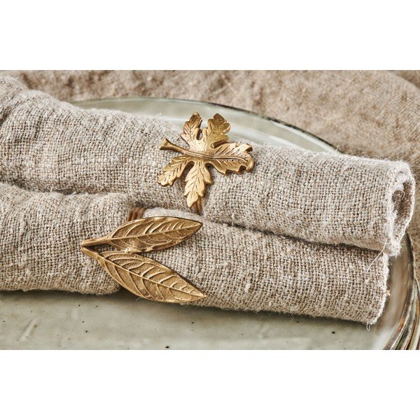 4 salvrätikuklambri komplekt kuldses Leaf Brassis - Nkuku-image-2