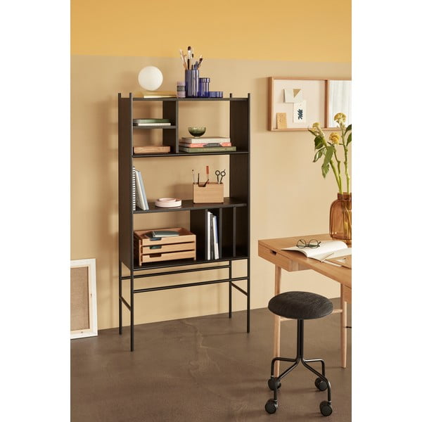 Mustast saarepuidust raamaturiiul Divide, 79 x 160 cm - Hübsch-image-1