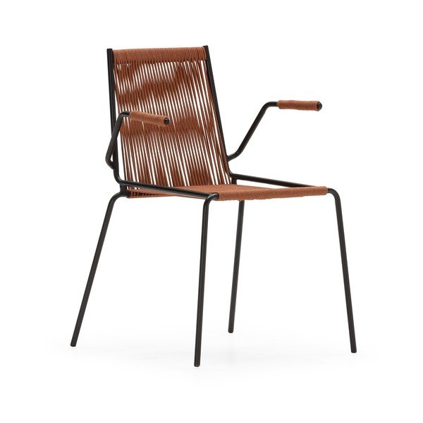 Metallist söögitoolid 2-osalise komplektis käetugedega/virnastatavad terrakota värvi Emily - Marckeric