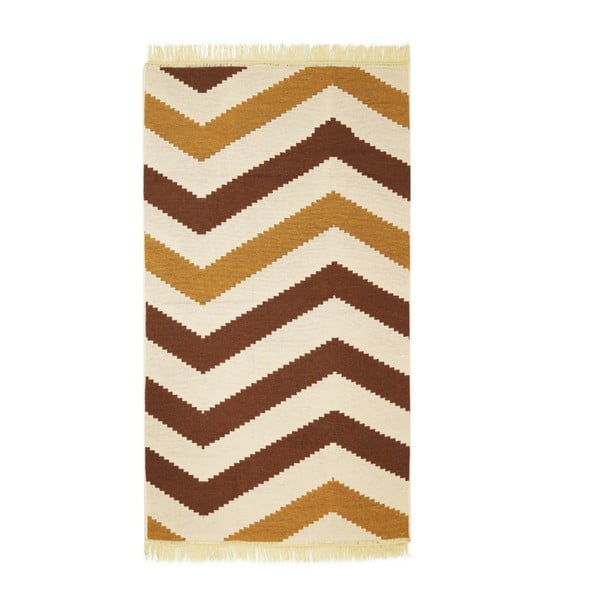 Hnědý koberec ZigZag Brown, 80 x 150 cm