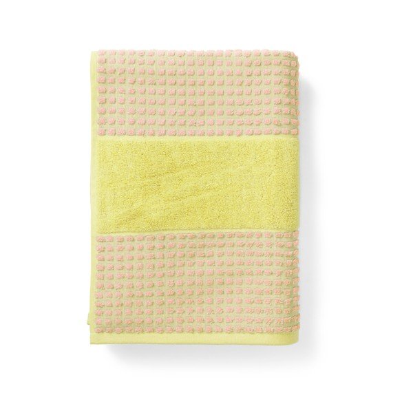 Kollane/roosa orgaanilisest puuvillast froteerätik 70x140 cm Check - JUNA