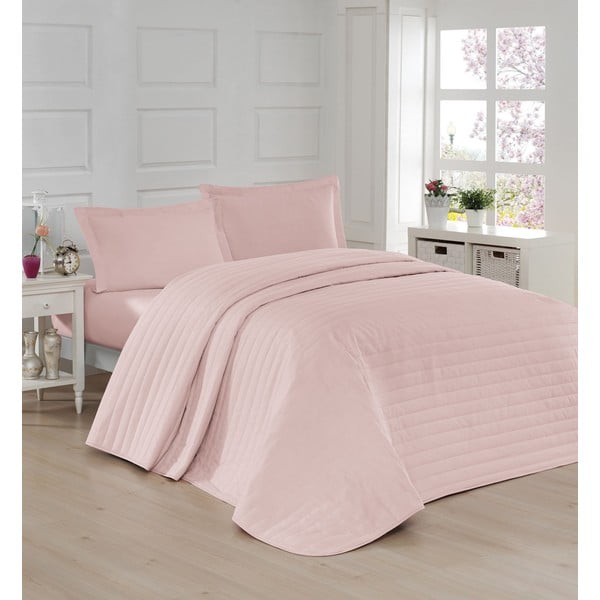 Heleroosa tikitud voodikate, 220 x 240 cm Monart - Mijolnir