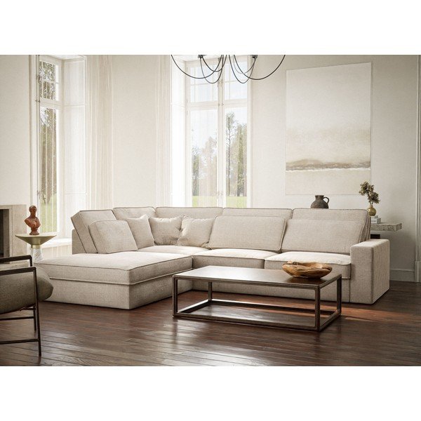 Kreemikas šenill-nurgadiivan (vasak nurk/L-kujuline) Kirou - Maison de Rêve-image-1