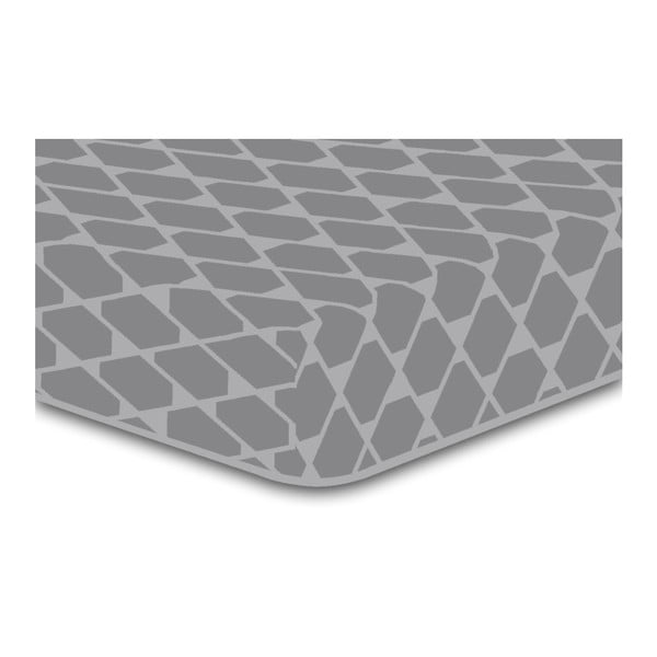 Šedé elastické prostěradlo se vzorem DecoKing Rhombuses, 180 x 200 cm