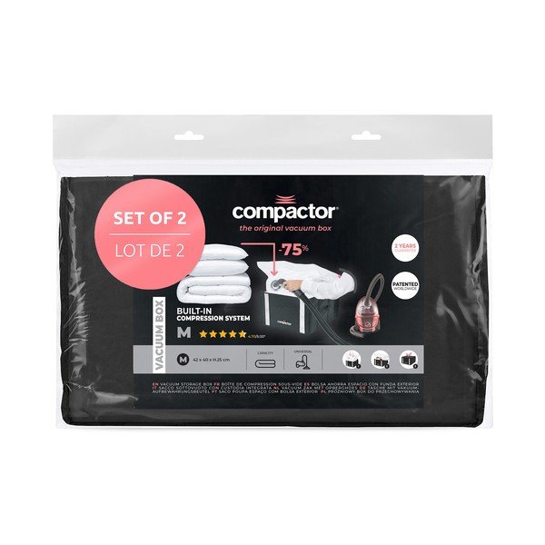 Vaakumtugevdatud kangast hoiukastid riietele 2tk komplektis 42x25x25 cm Black Edition – Compactor-image-4