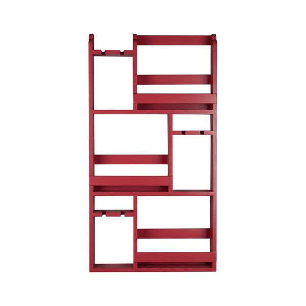 Punane kummipuidust seinale kinnitatav veiniriiul, pudelite arv 12, 80x120x10 cm Myron - Dutchbone