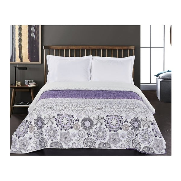 Valge ja lilla kahepoolne mikrofiiberist voodiplaat , 170 x 210 cm Alhambra - DecoKing-image-2