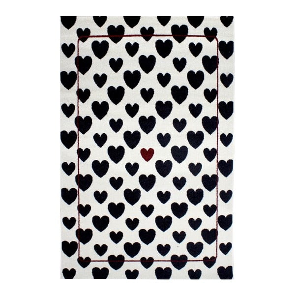 Černo-bílý koberec Razzo Heart, 150 x 230 cm