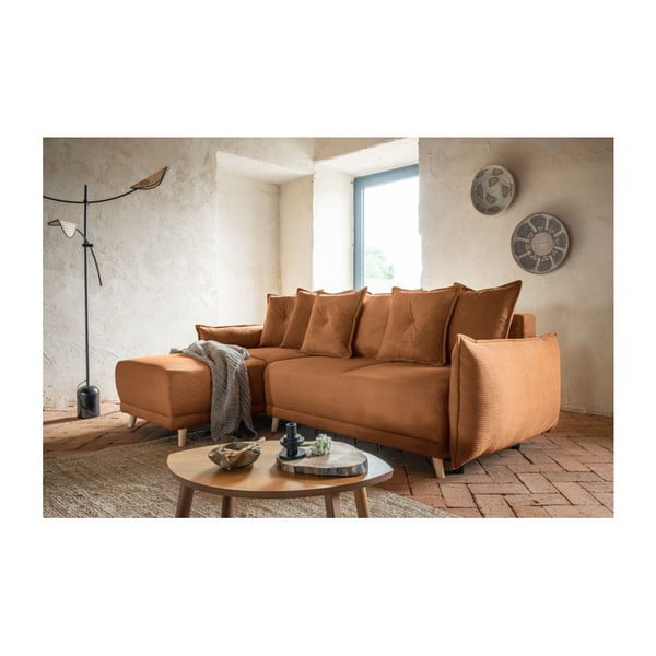 Tellisevärvi velvetist nurgadiivanvoodi (muutuv nurk) Lazy Lukka - Miuform-image-1