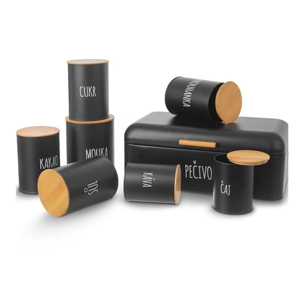 Černá plechová dóza na čaj s bambusovým víkem Orion, objem 750 ml-image-3