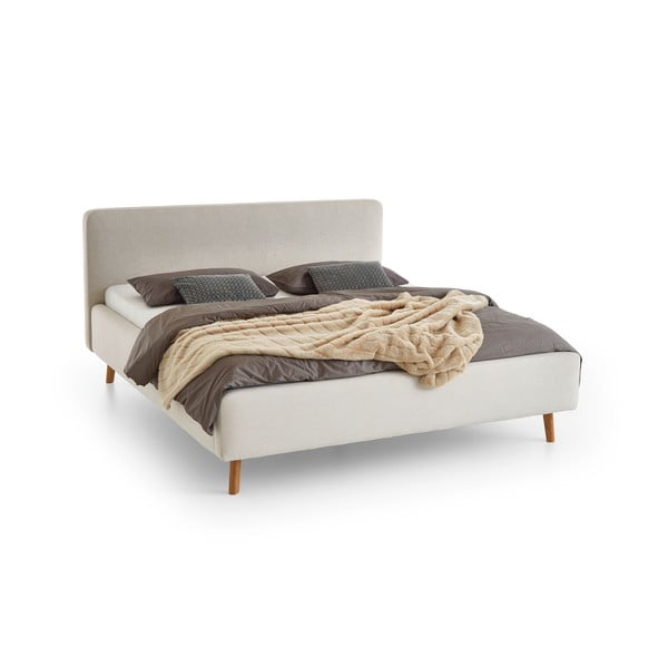 Kreem polsterdatud kaheinimesevoodi ilma voodipõhjata 160x200 cm Mattis – Meise Möbel-image-2