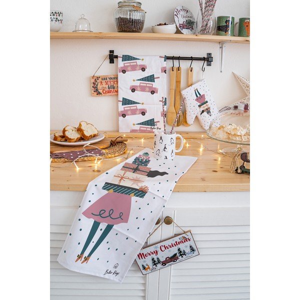 Puuvillased jõulumotiividega rätikud 2 tk 50x70 cm - Butter Kings-image-1