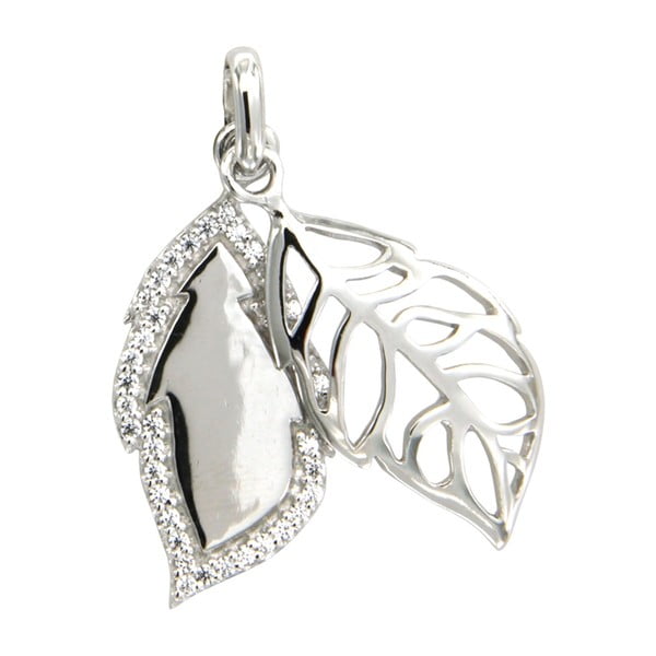 Stříbrný přívěsek s bílými krystaly Swarovski Elements Crystals Leaf