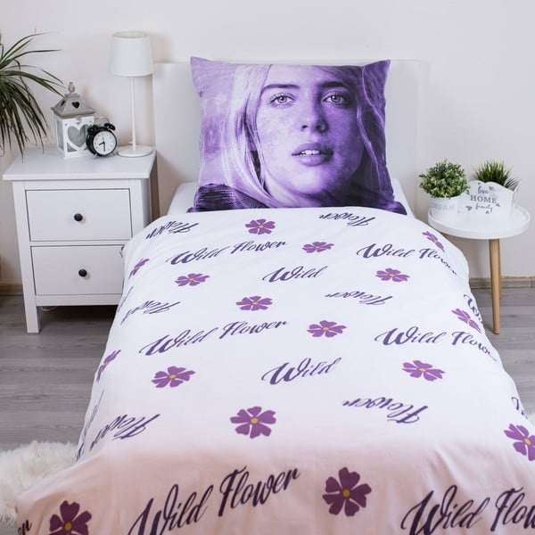 Lilla puuvillane laste üheinimesevoodi voodipesukomplekt 200 × 140 cm Billie Eilish – Jerry Fabrics-image-2