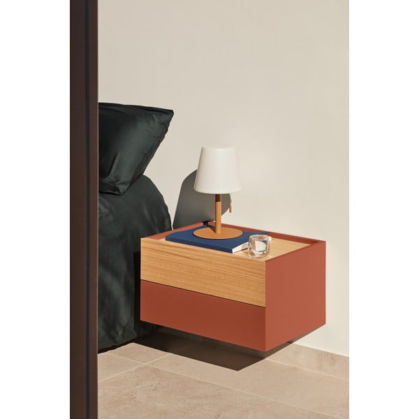 Tellise-puiduvärvi tammedekooriga öökapp Otto - Teulat-image-1