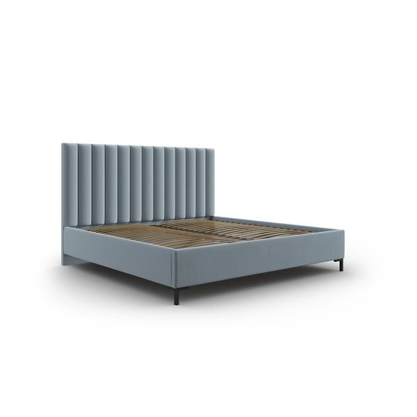 Helesinine polsterdatud kaheinimese voodi koos voodipõhja ja panipaigaga 180x200 cm Casey - Mazzini Beds