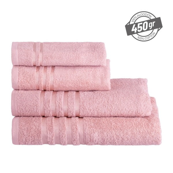 Roosa puuvillane froteerätik 50x100 cm Simple - Casa Selección-image-4