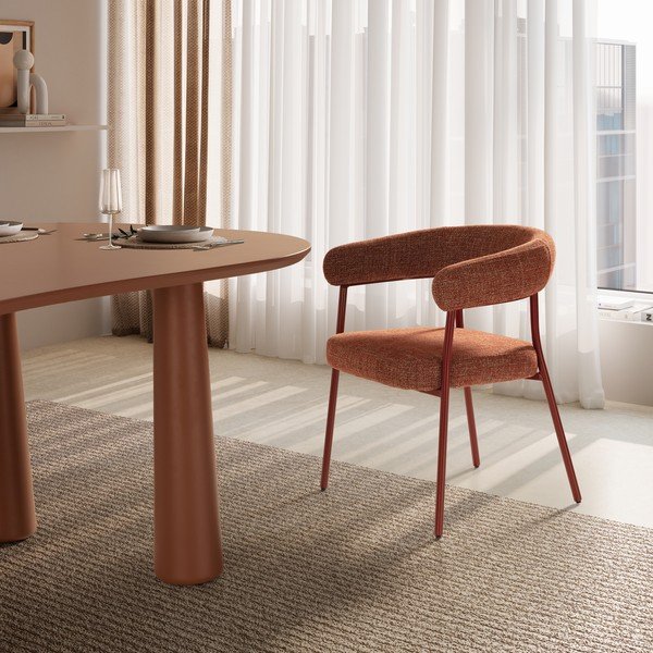 Terrakotta tooni polsterdatud söögitoolid käetugedega, 2 tk komplektis Yuri - MOME-image-2