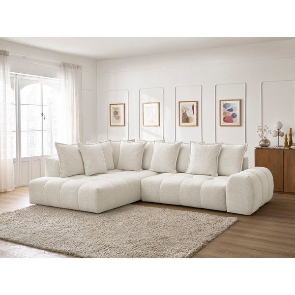 Valge šenilldiivanvoodi/panipaigaga nurgadiivan (vasak nurk/L-kujuline) Everest - Bobochic Paris-image-1