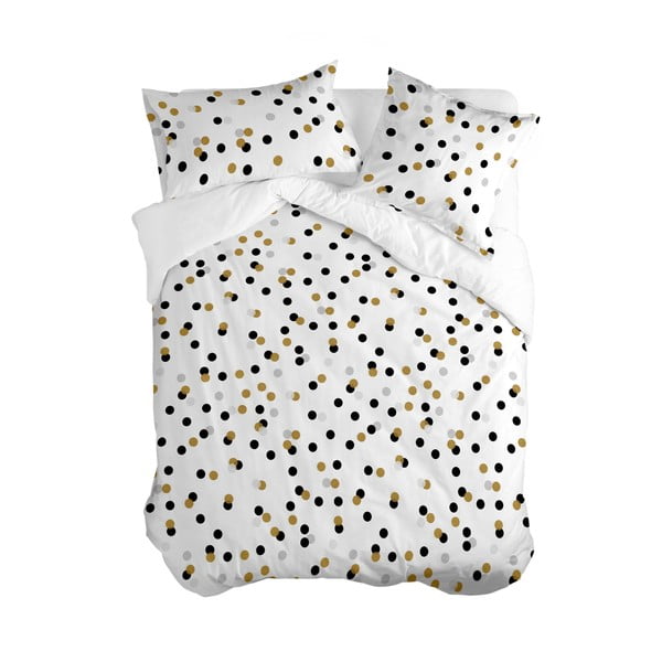 Valge puuvillane voodikate kaheinimesevoodile 200x200 cm Golden dots - Blanc