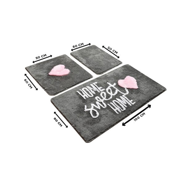 Komplekt 3 halli ristkülikukujulise vannitoavaiba vaipa Kodu - Foutastic-image-2