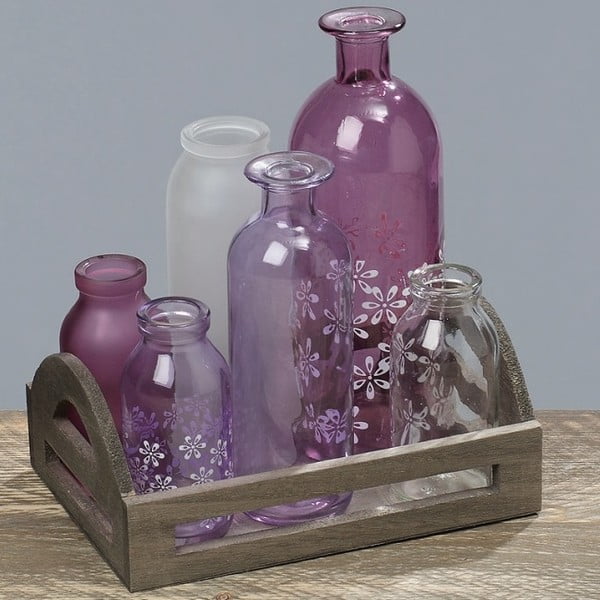 Sada podnosu s 6 vázami Purple Vase