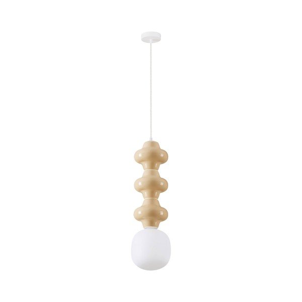 Valge/kreemikas keraamiline ripplamp klaasist varjuga, ø 18 cm Clio - Nova Luce