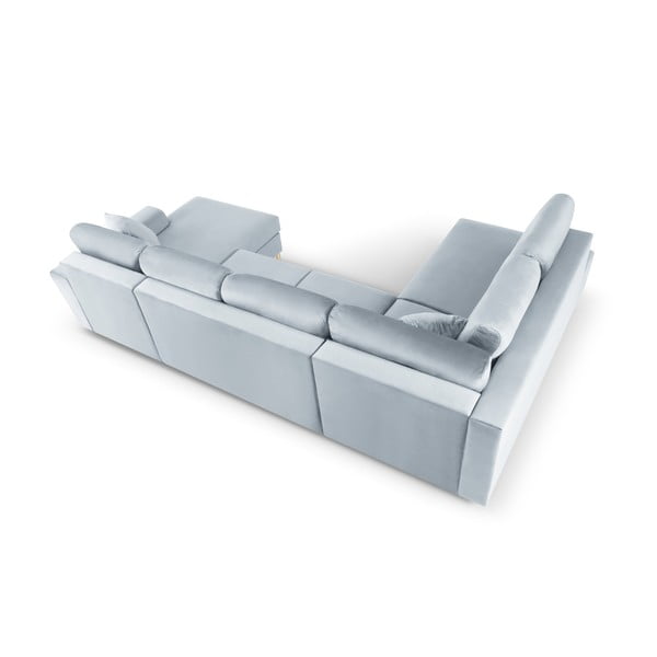 Helesinine sametist panipaigaga nurgadiivanvoodi (vasak nurk/"U"-kujuline) Kyoto - Cosmopolitan Design-image-4