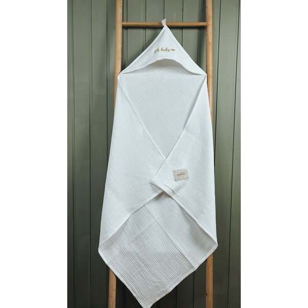 Valge musliinist kapuutsiga beebirätik 85x85 cm Muslin - Malomi Kids-image-4