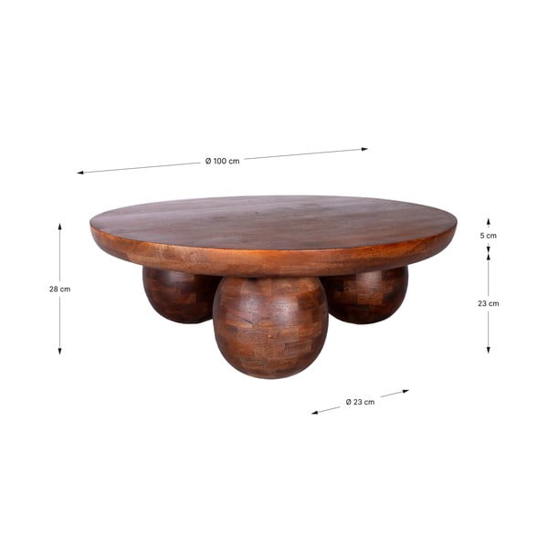 Pruun ümmargune mangopuidust diivanilaud ø 100 cm Ailen - Marckeric-image-2