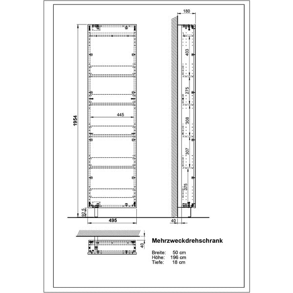 Antratsiitne esikukapp 50x195x18 cm Rotary - Germania-image-4
