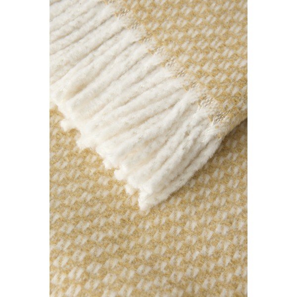 Kollane pleed puuvilla seguga 140x180 cm Wabi – Euromant-image-1