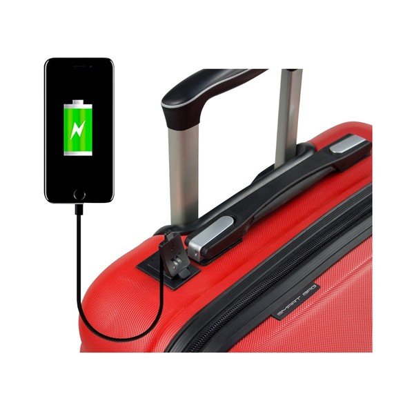 Sada 2 červených cestovních kufrů na kolečkách s USB porty My Valice LASSO Cabin & Medium-image-2