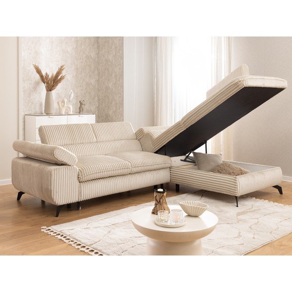 Beež velvetist nurgadiivan (parempoolne/L-kujuline) Marbeya - Ropez-image-4