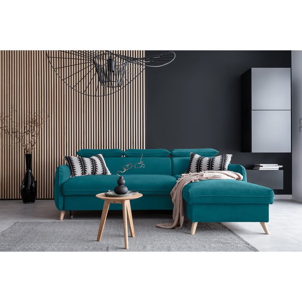 Türkiissinine sametist nurgadiivan (parem nurk) Sweet Harmony - Miuform-image-1