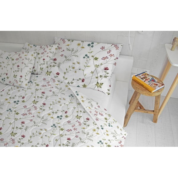Valge puuvill-satiinist teki ja padjapüüride komplekt 140x200 cm Meadow Vibes – Butter Kings-image-1