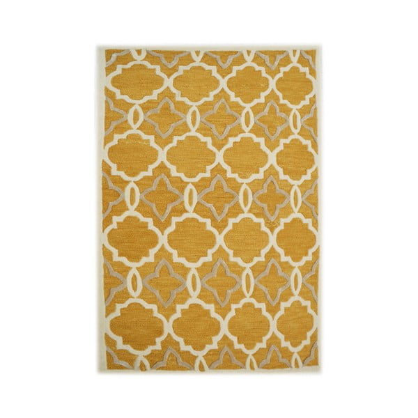 Žlutý ručně tuftovaný koberec Bakero Retro, 153 x 244 cm
