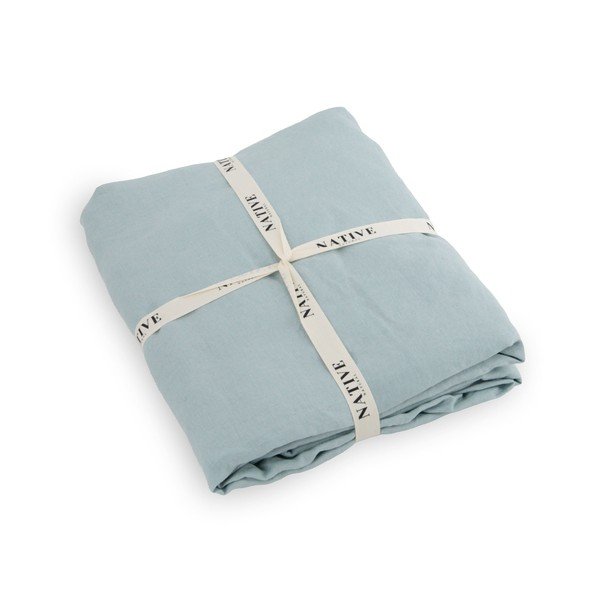 Helesinine linane voodipesu üheinimesevoodile 135x200 cm Aqua - Native Natural-image-3